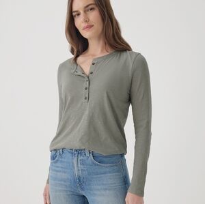 Pact Women's Long Sleeve Henley Top - Olive